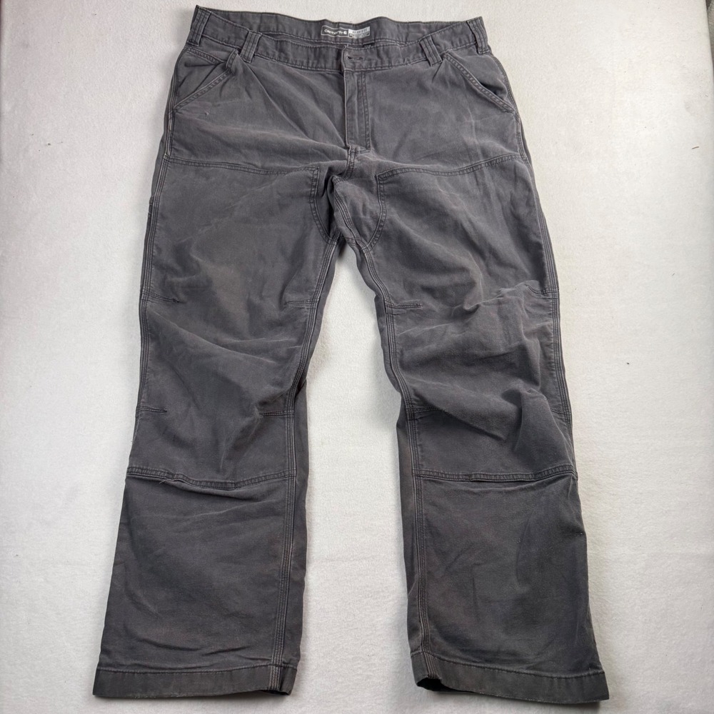 Carhartt Mens Relaxed Fit Gray Canvas Carpenter Work Pants 40x32 Utility Gray